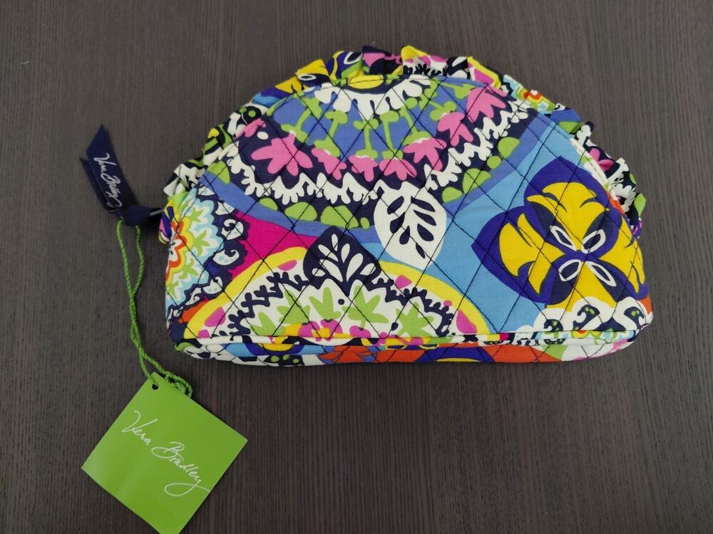 Vera Bradley Medium Cosmetic Bag Rio Pattern Ruffle Makeup Pouch NWT Colorful